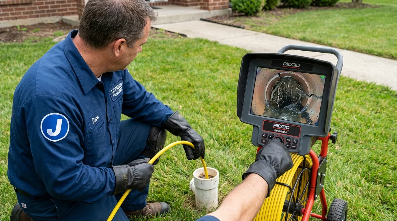 Sewer camera inspection being performed by Johns Plumbing LLC in Maple Lake